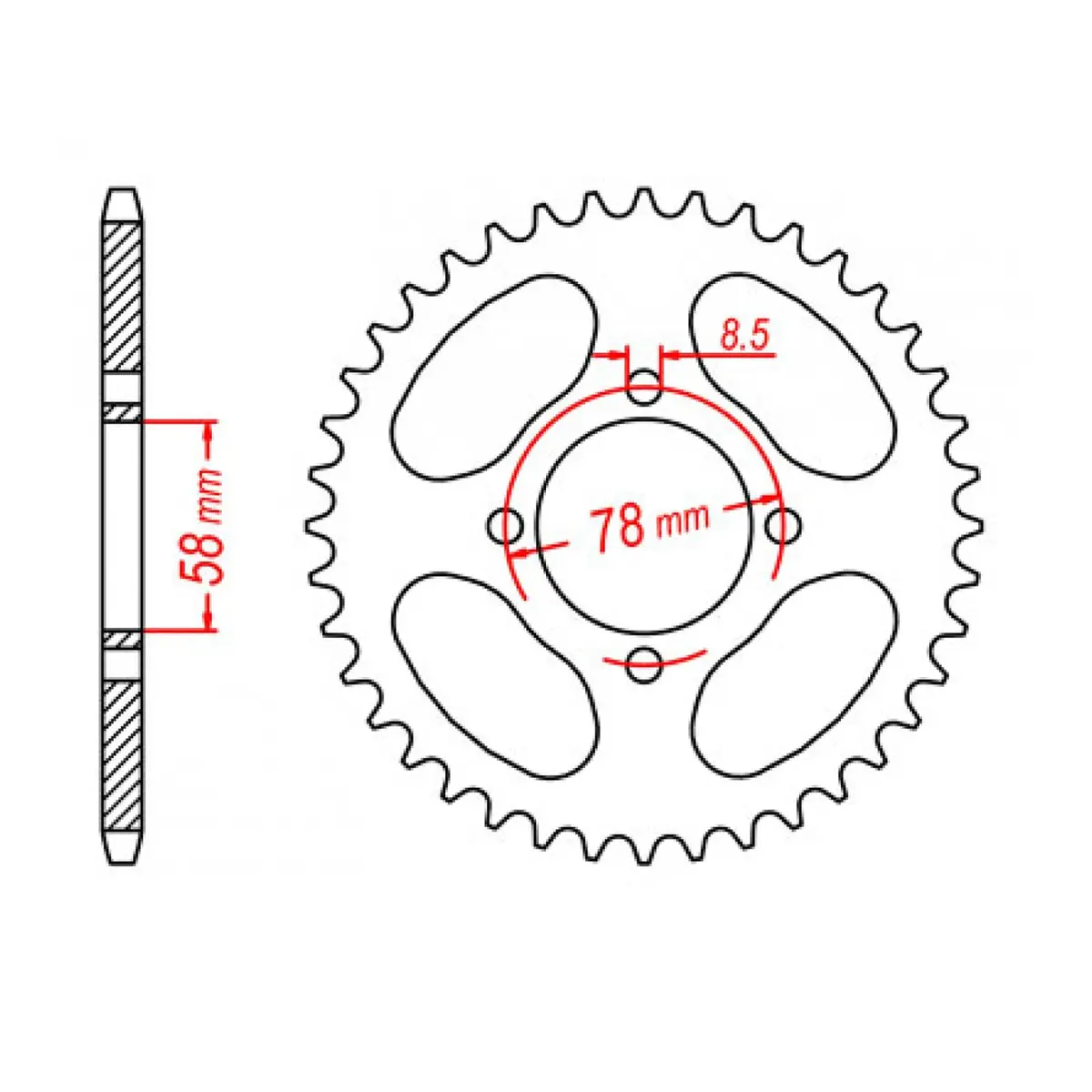 Mtx 810 Steel Rear Sprocket #428 1