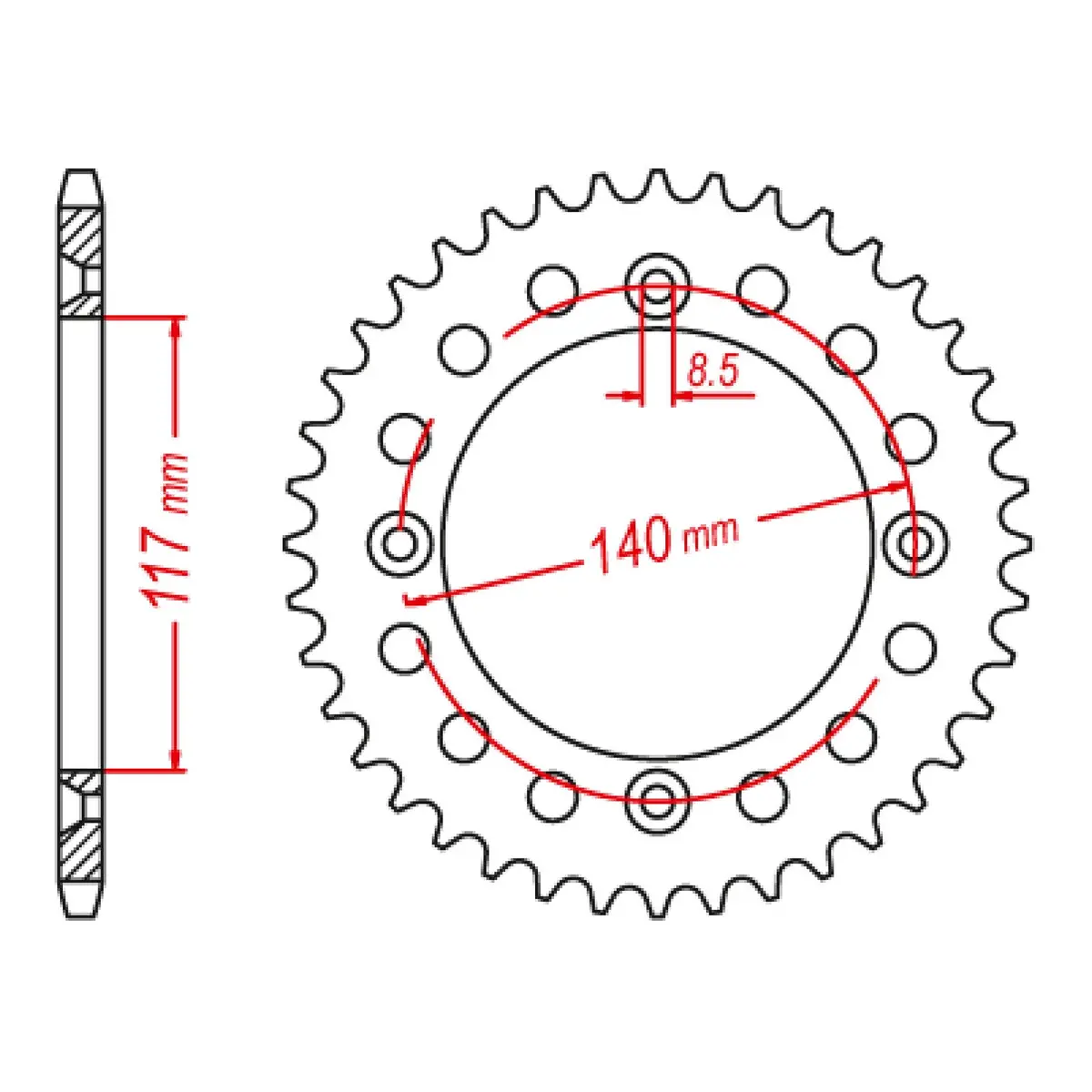 Mtx 831 Steel Rear Sprocket #428 1