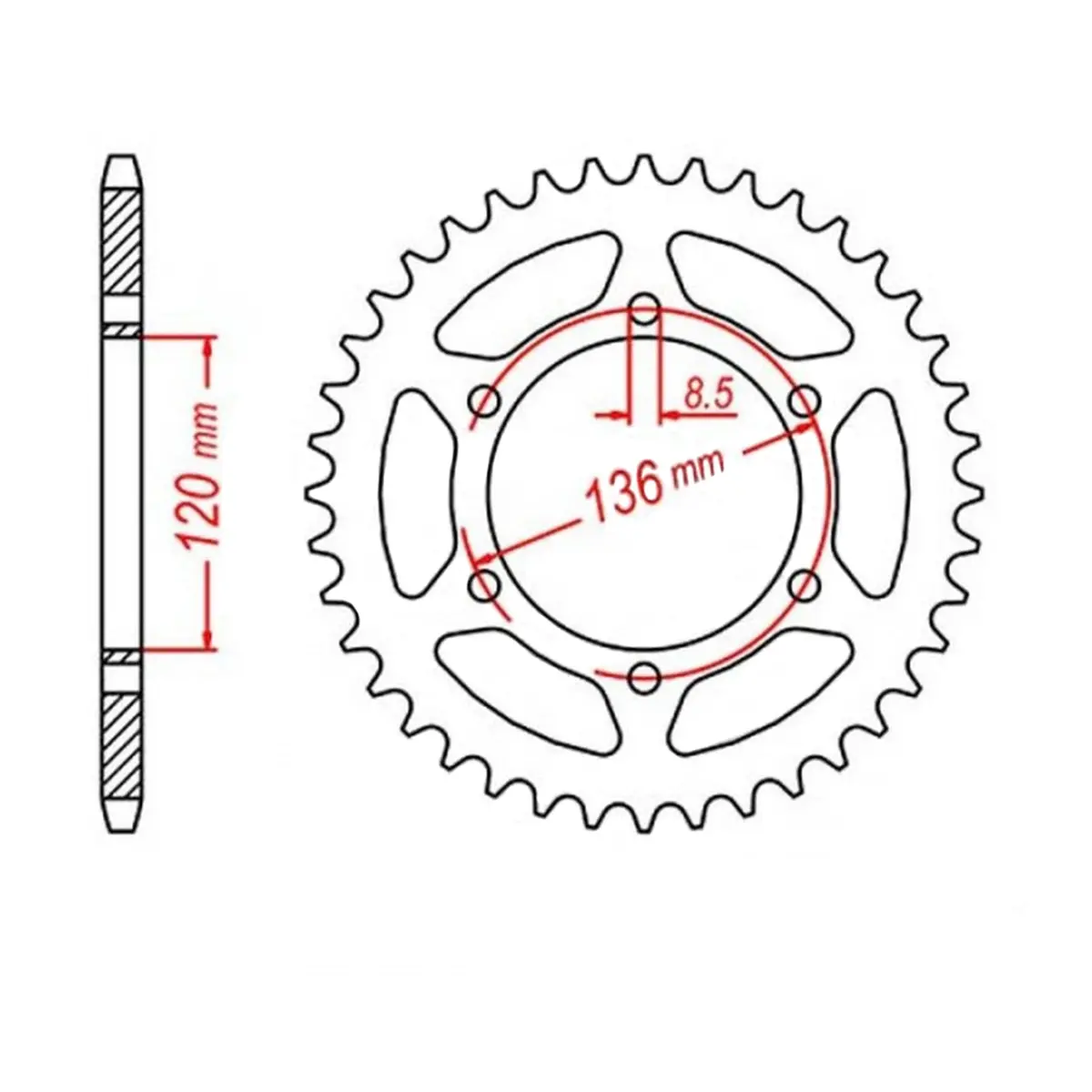 Mtx 846 Steel Rear Sprocket #520 1
