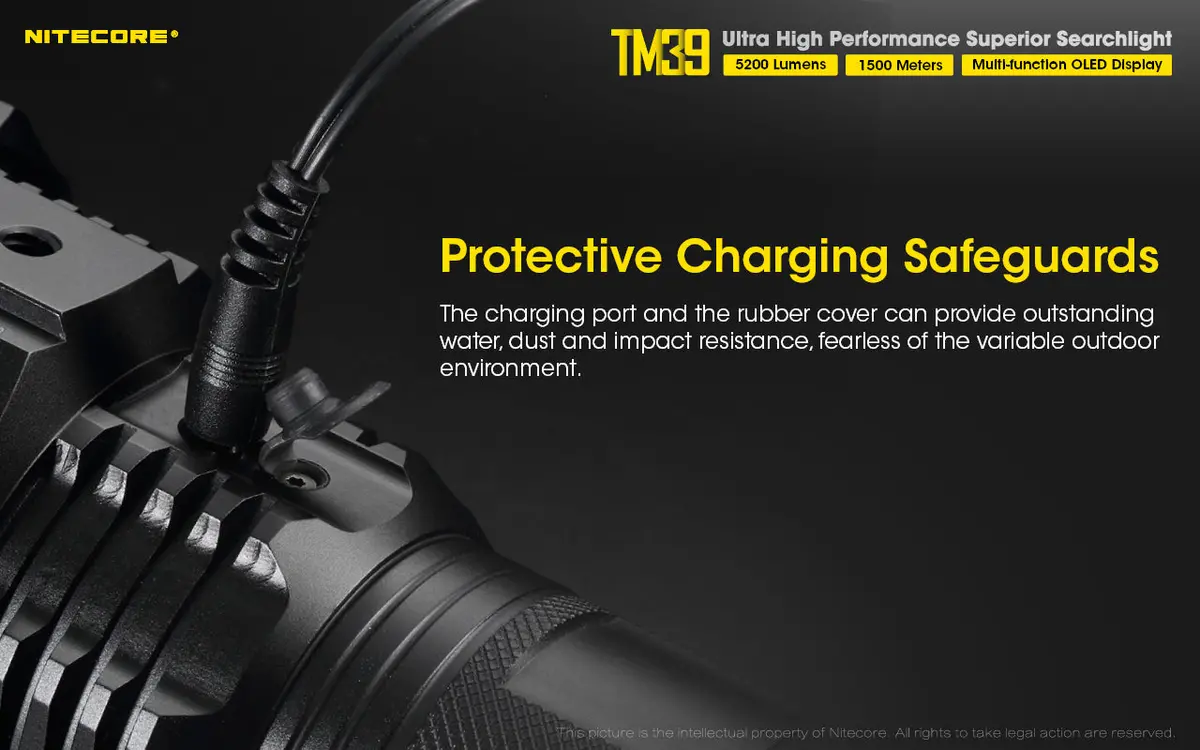 Nitecore Tm39 5200 Lumen Long Throw Rechargeable Flashlight+ Adaptor 1