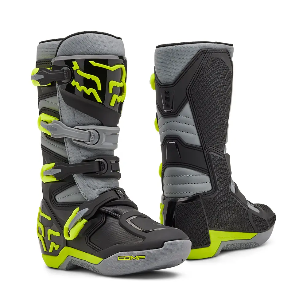 Fox Youth Comp Boots [Grey/Yellow] 1