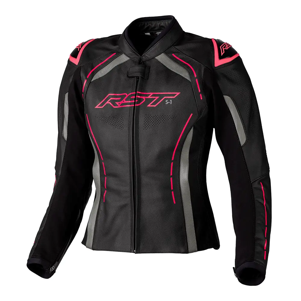 Rst S1 Ce Ladies Leather Jacket [Black/Neon Pink] 1