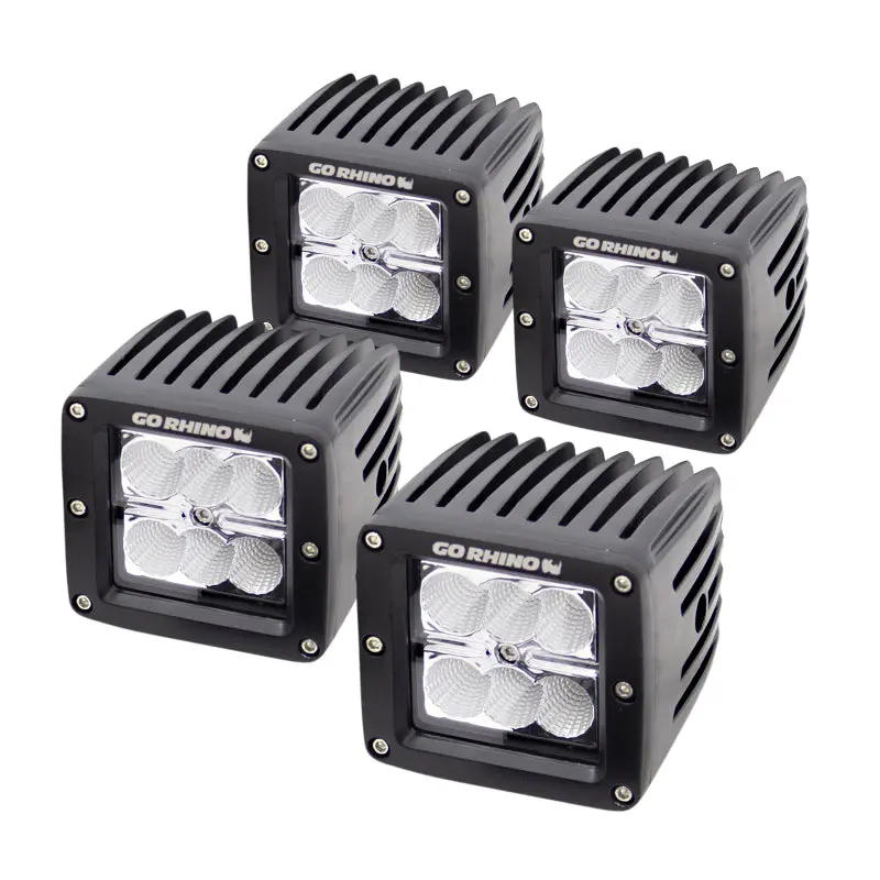 Go Rhino 3" Led Cube Light Kit – Set Of Four, Black Housing 1