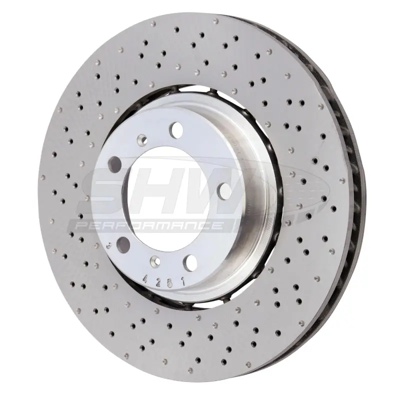 Shw Drilled & Dimpled Left Front Brake Rotor For 2018–2019 Porsche 911 Carrera 4 Gts 3.0L (Non-Ceramic) 1