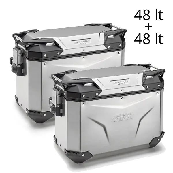 Givi Trekker Outback Evo 48 & 37 Lt Cam-Side Cases Silver (Pair) 1