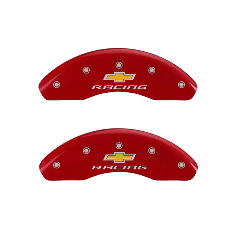 Mgp Engraved Caliper Covers For 2018 Chevrolet Equinox – Front & Rear, Racing Red Finish With Silver Accent 1