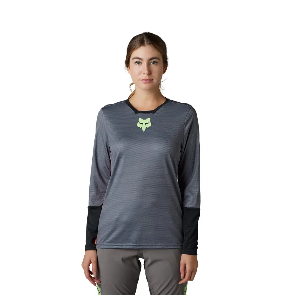 Fox Womens Defend Race Ls Jersey [Pewter] 1