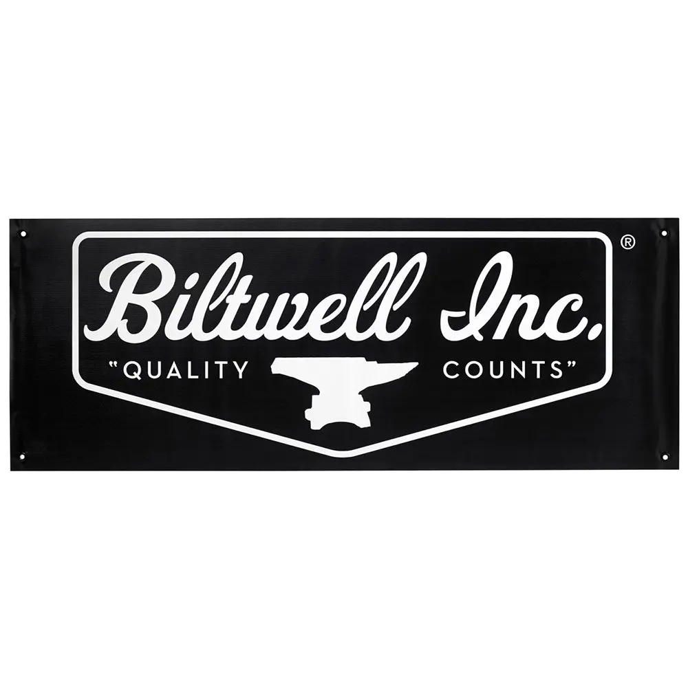 Biltwell Shop Banner Shield Logo [Black/White] 45X123cm 1