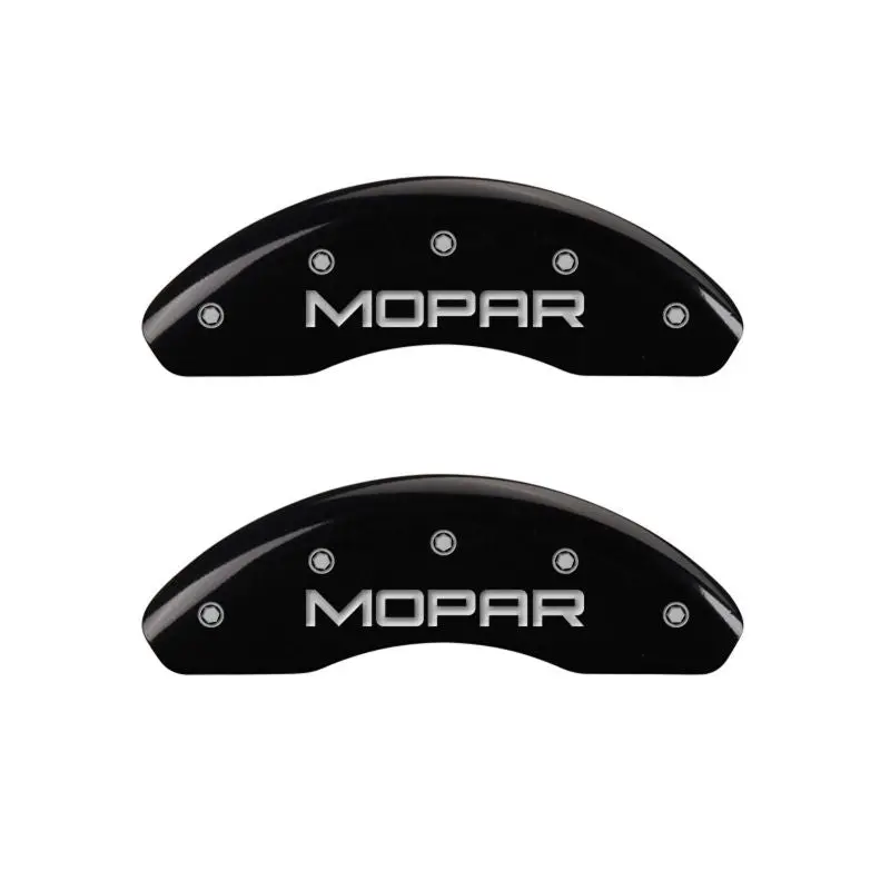 Mgp Engraved 4-Piston Caliper Covers – Front And Rear For Mopar Vehicles, Black Finish With Silver Chrome Accents 1