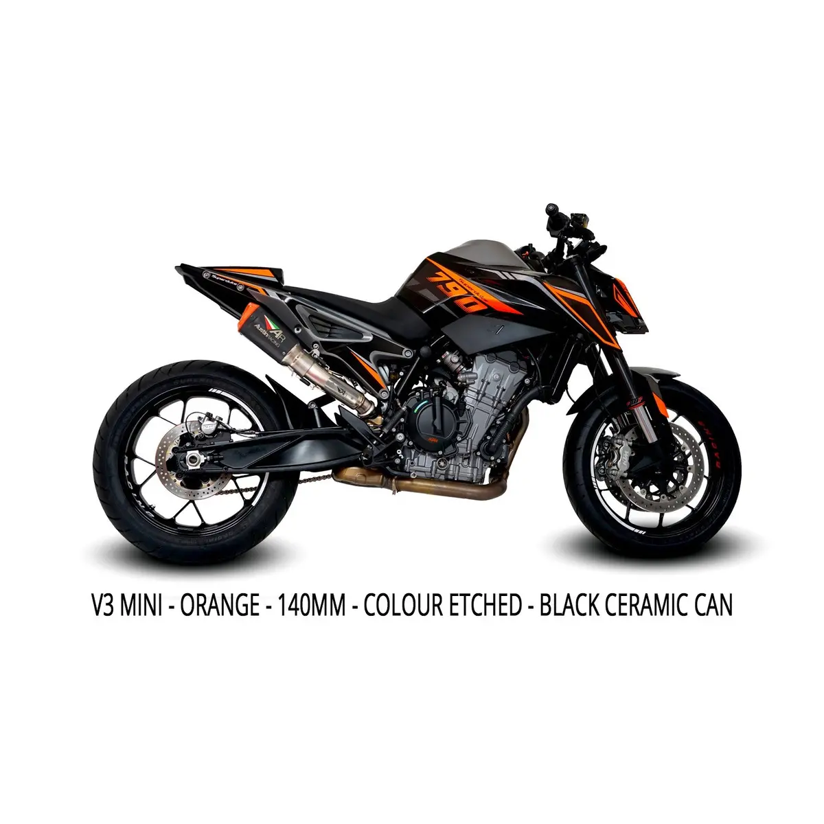 Austin Racing Rs22 Hi-Slung Decat Race Exhaust System With V3 Mini Slip-On – Compatible With 2020+ Ktm 790 & 890 Duke 1