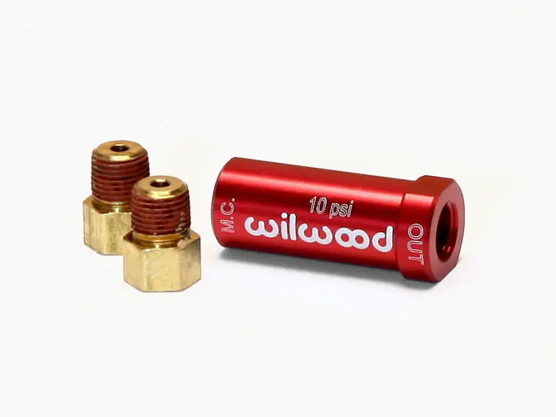 Wilwood New-Style Residual Pressure Valve – 10 Psi, Red, Includes Fittings 1