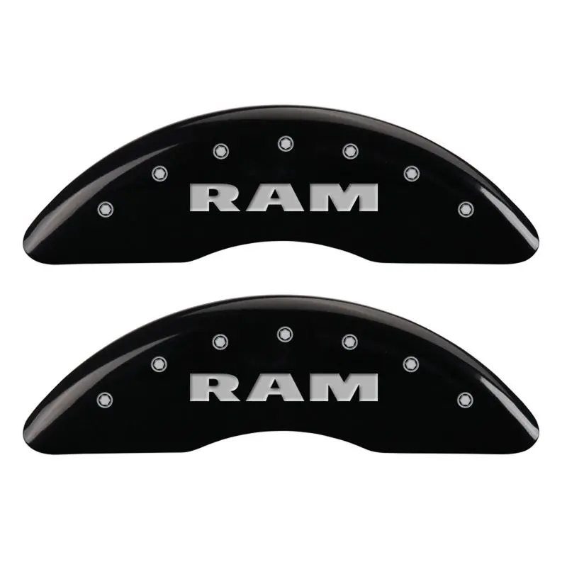 Mgp Engraved 4-Piston Caliper Covers – Front & Rear, Ram Black Finish With Silver Accent 1