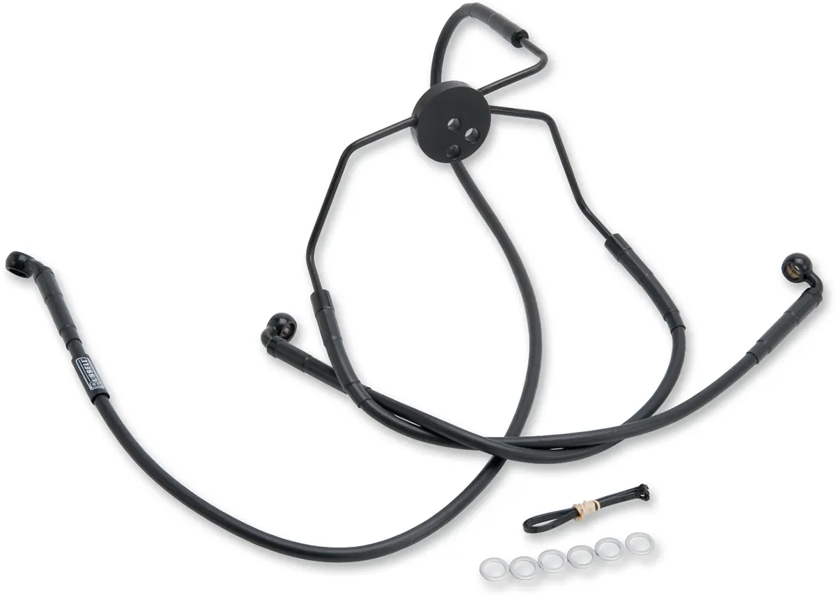 Russell Performance Front Brake Line Extension – +4 Inch Length, Black Braided Stainless, Fits 2008–2013 Fl Harley-Davidson Models 1