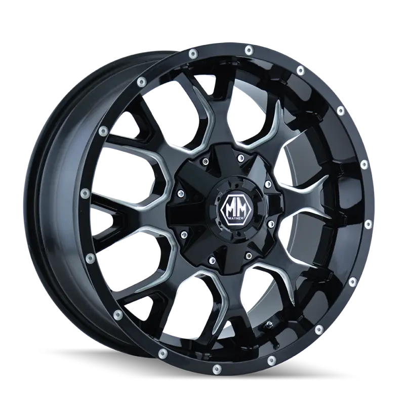 Mayhem 8015 Warrior Forged Wheel: 22X12 Inch, 6X135 Bolt Pattern, -44Mm Offset, 106Mm Hub Bore, Matte Black With Milled Spokes 1