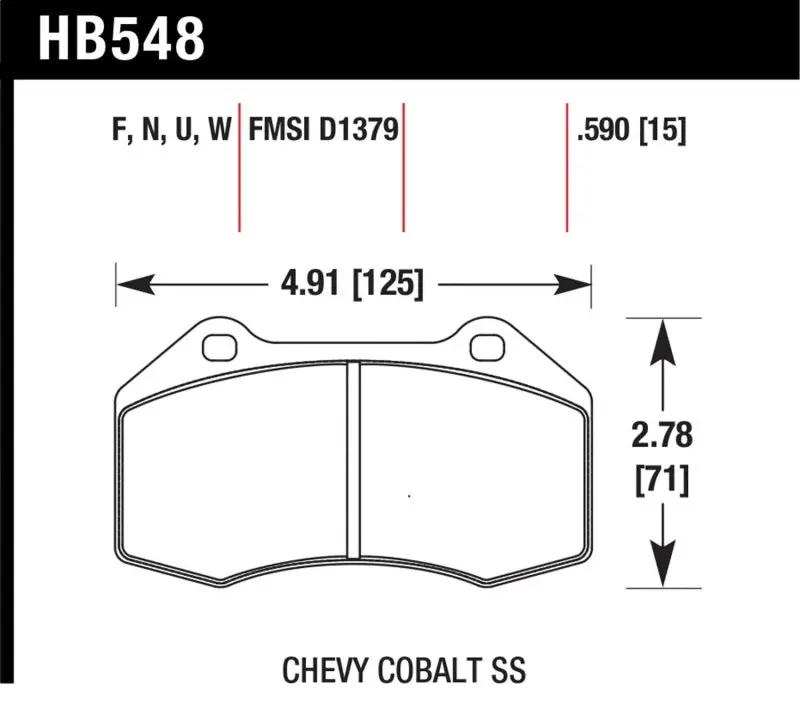 Hawk 08-10 Chevrolet Cobalt / Hhr Hps 5.0 Front Brake Pads 1