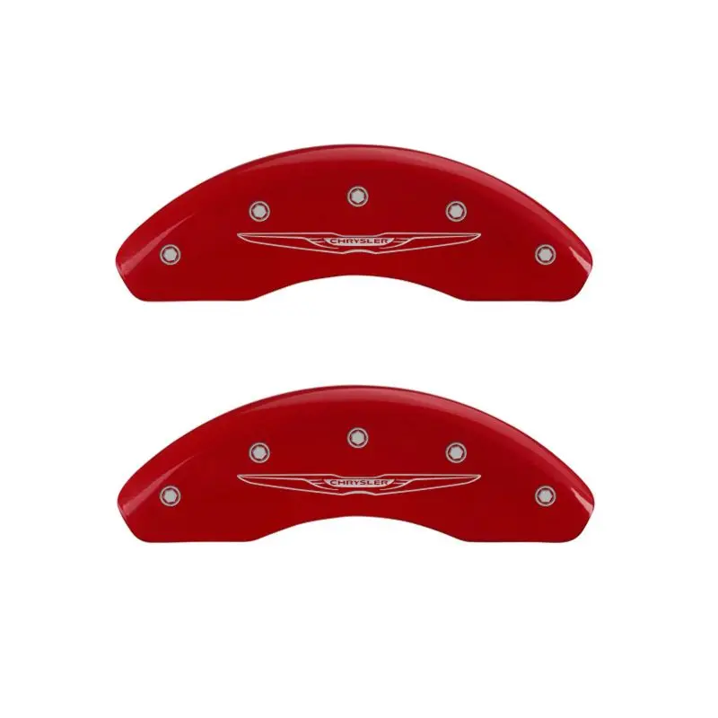 Mgp Engraved Front & Rear Caliper Covers For Chrysler 300 / Dodge Charger — Red Finish With Silver Accent 1