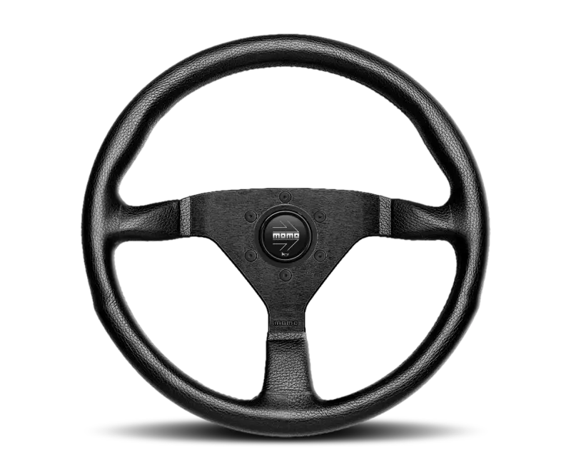 Momo Montecarlo Steering Wheel — 350Mm Diameter, Black Leather With Black Stitching & Spokes 1