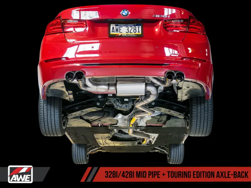 Awe Tuning Touring Edition Exhaust System – Quad Diamond-Black Tips, 80Mm, For Bmw F3X N20/N26 328I/428I 1