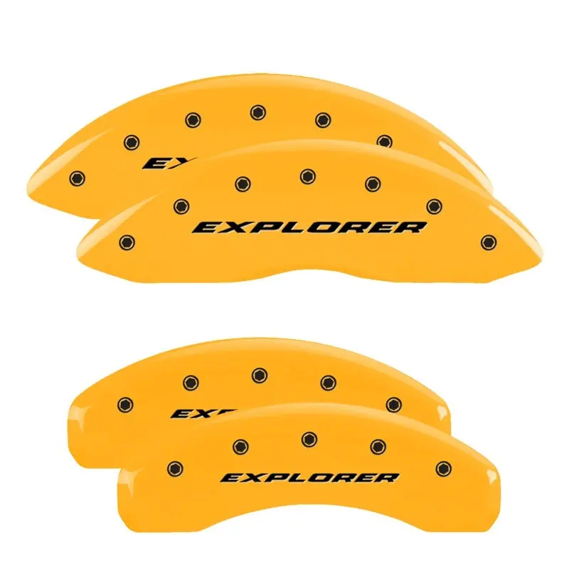 Mgp Engraved Front & Rear Brake Caliper Covers For Ford Explorer – Yellow Finish With Black Chrome Accents 1