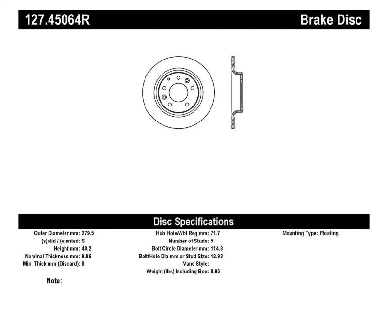Stoptech Slotted And Drilled Rear Right Brake Rotor For Mazda6 1