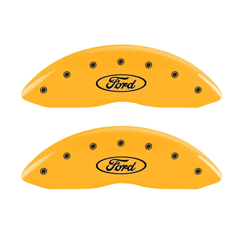 Mgp Engraved Caliper Covers — Ford Oval Logo, Yellow Finish, For 2003 Crown Victoria 1
