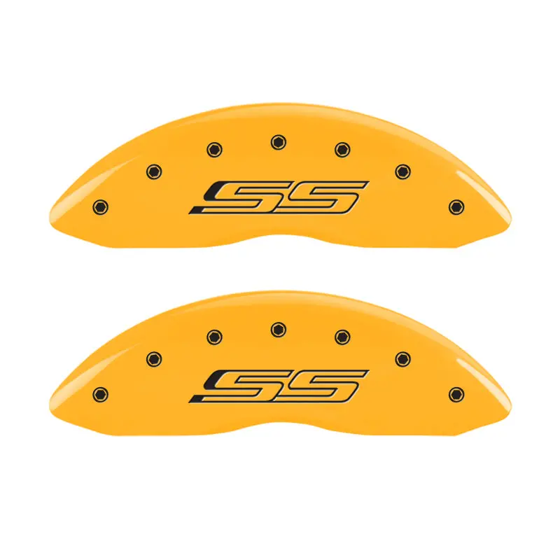 Mgp Engraved Front And Rear Brake Caliper Covers For Chevrolet Gen 5 & Ss Models – Yellow Finish With Black Chrome Accents 1