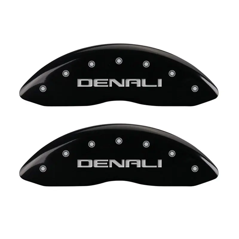 Mgp 4 Caliper Covers Engraved Front & Rear Denali Black Finish Silver Ch 1