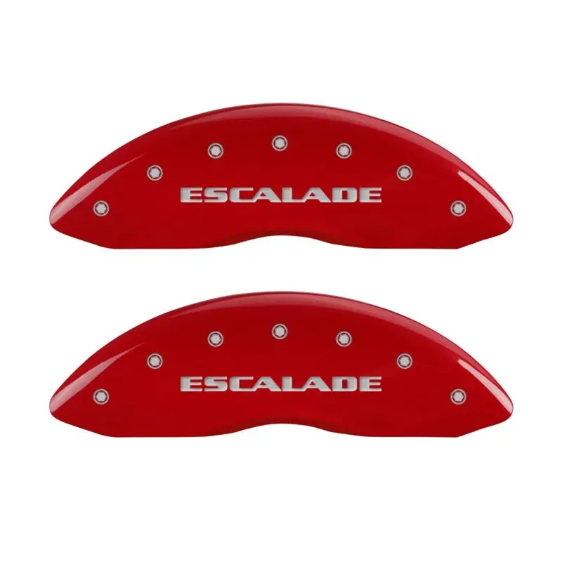 Mgp 4 Caliper Covers Engraved Front Escalade Engraved Rear Ext Red Finish Silver Ch 1